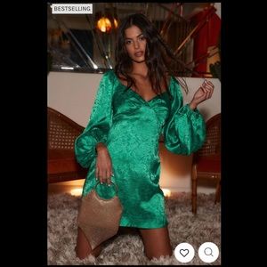 Hope Emerald Jacquard Mini Dress